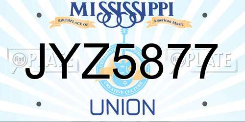 JYZ5877 Mississippi License Plate