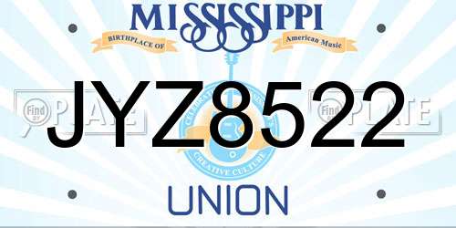 JYZ8522 Mississippi License Plate