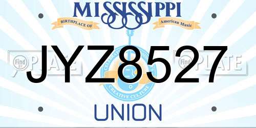 JYZ8527 Mississippi License Plate