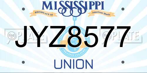 JYZ8577 Mississippi License Plate