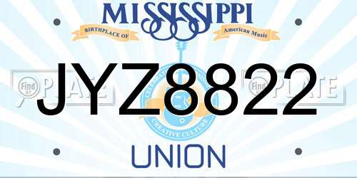 JYZ8822 Mississippi License Plate