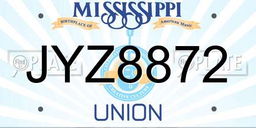 JYZ8872 Mississippi License Plate