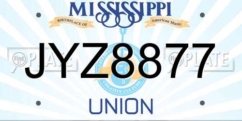JYZ8877 Mississippi License Plate