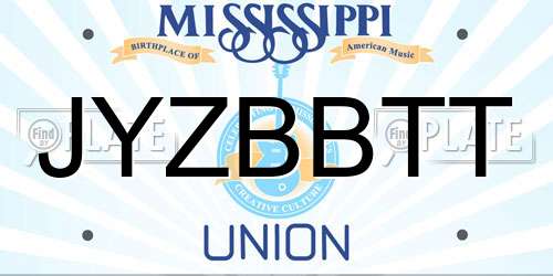 JYZBBTT Mississippi License Plate