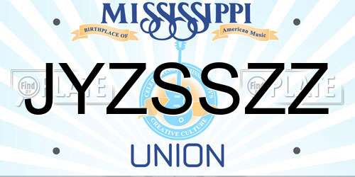 JYZSSZZ Mississippi License Plate