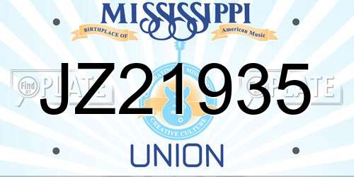 JZ21935 Mississippi License Plate