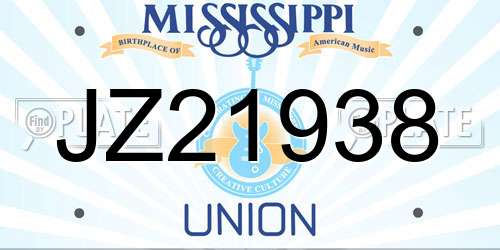 JZ21938 Mississippi License Plate