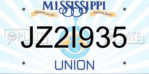JZ2I935 Mississippi License Plate