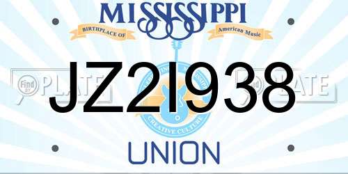 JZ2I938 Mississippi License Plate