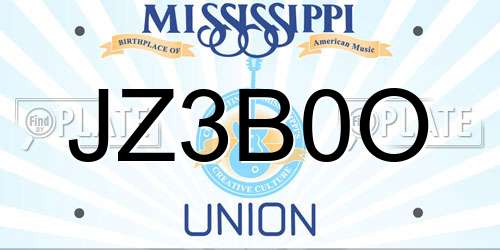 JZ3B0O Mississippi License Plate