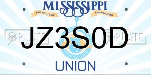 JZ3S0D Mississippi License Plate