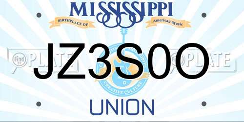 JZ3S0O Mississippi License Plate