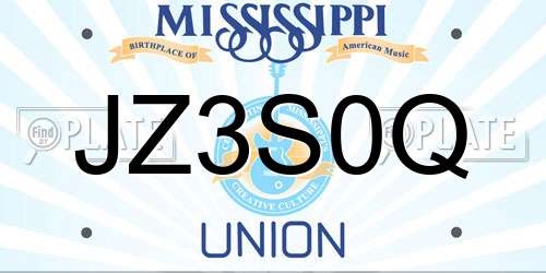 JZ3S0Q Mississippi License Plate