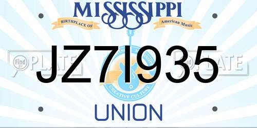 JZ7I935 Mississippi License Plate