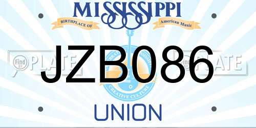 JZB086 Mississippi License Plate