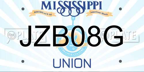 JZB08G Mississippi License Plate