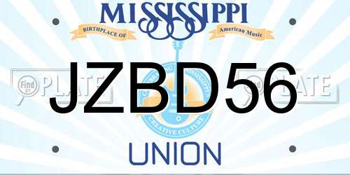 JZBD56 Mississippi License Plate