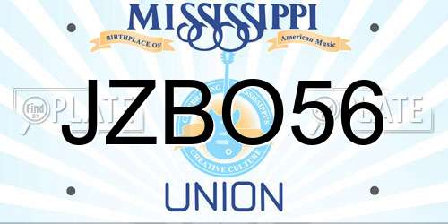 JZBO56 Mississippi License Plate
