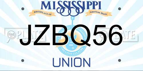 JZBQ56 Mississippi License Plate