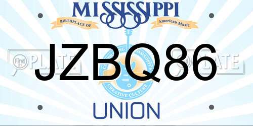 JZBQ86 Mississippi License Plate
