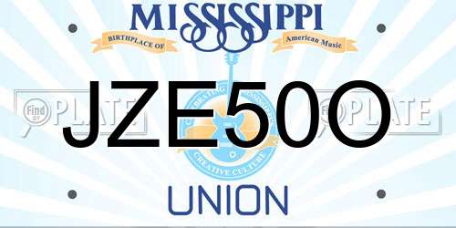JZE50O Mississippi License Plate