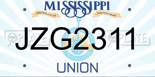 JZG2311 Mississippi License Plate