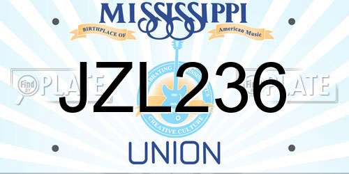 JZL236 Mississippi License Plate