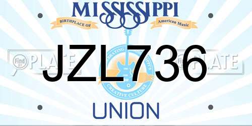 JZL736 Mississippi License Plate