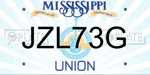 JZL73G Mississippi License Plate