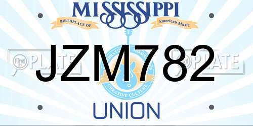 JZM782 Mississippi License Plate