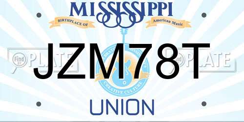 JZM78T Mississippi License Plate