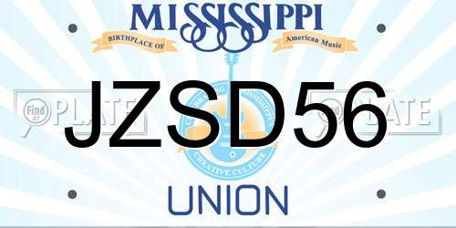 JZSD56 Mississippi License Plate