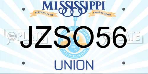 JZSO56 Mississippi License Plate