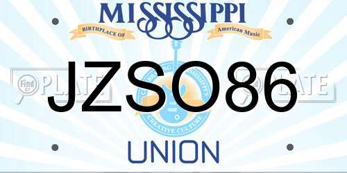 JZSO86 Mississippi License Plate