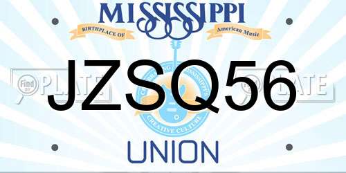 JZSQ56 Mississippi License Plate