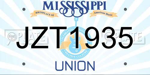JZT1935 Mississippi License Plate