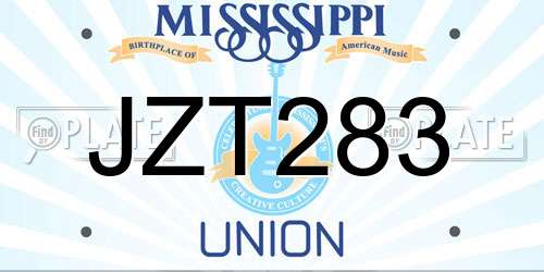 JZT283 Mississippi License Plate