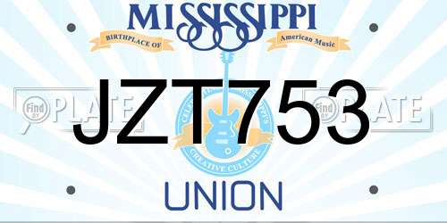 JZT753 Mississippi License Plate