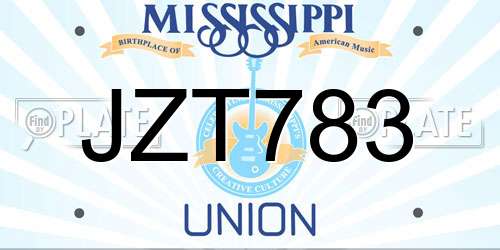 JZT783 Mississippi License Plate