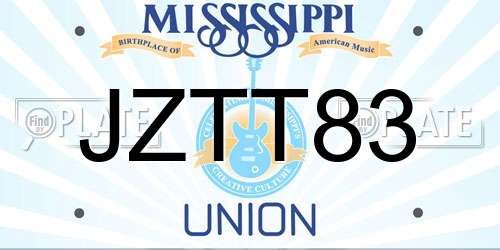JZTT83 Mississippi License Plate