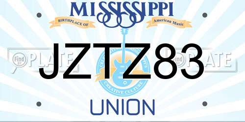 JZTZ83 Mississippi License Plate