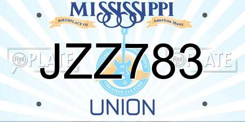 JZZ783 Mississippi License Plate