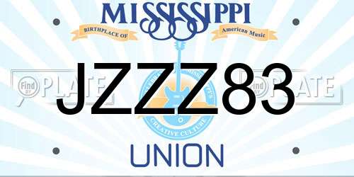JZZZ83 Mississippi License Plate