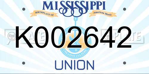 K002642 Mississippi License Plate