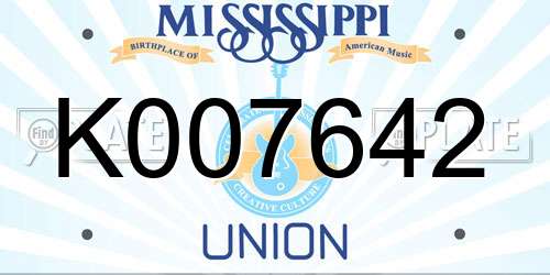 K007642 Mississippi License Plate
