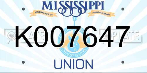K007647 Mississippi License Plate