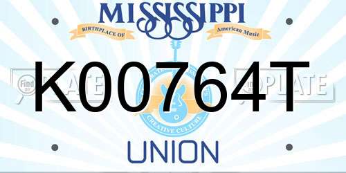 K00764T Mississippi License Plate