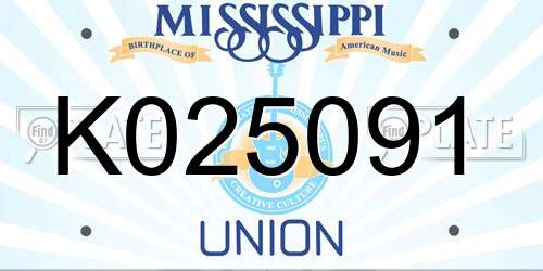 K025091 Mississippi License Plate