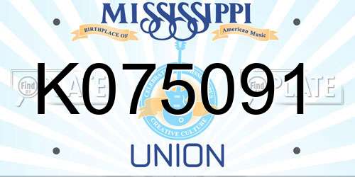 K075091 Mississippi License Plate