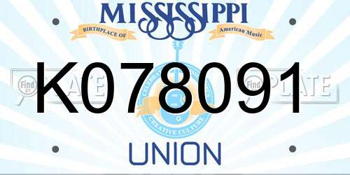 K078091 Mississippi License Plate
